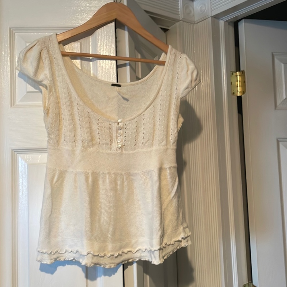 Free people light knit short sleeve sweater